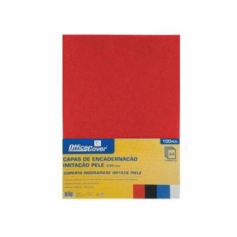Coperta indosariere A4 Office Cover LG-01, carton rosu, imitatie piele, 230g/mp, top cu 100 coli [0]