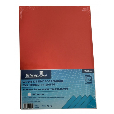 Coperta indosariere A4 Office Cover, PVC rosu, transparent, 0.15mm, top cu 100 coli [1]