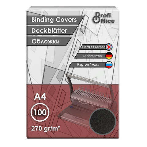 Birotică și Papetărie - Coperta indosariere A4 ProfiOffice, carton negru, imitatie piele, 270g/mp, top cu 100 coli