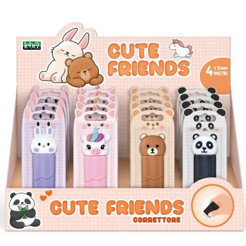Jucării și Jocuri pentru copii - Corector cu banda Cute Friends, 4 modele (1 buc/blister,  16 buc/display)