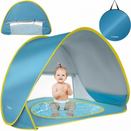 Jucării nisip, plajă și grădină - Cort Plaja Copii si Bebelusi, Protectie UV, cu Piscina - Micostore.ro