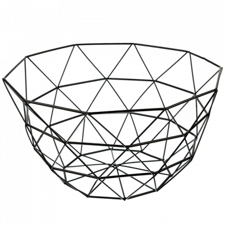 Cos de fructe, awwaline, Model cu Triunghiuri, Metal, Negru, 15x26cm [1]