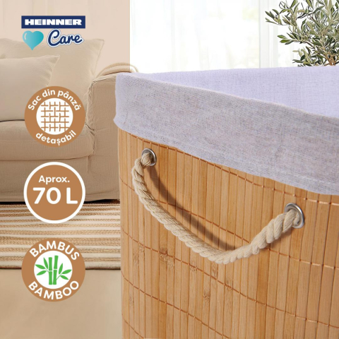 Cos de rufe dreptunghiular din bambus,  40x30x60 cm, 70 l [4]