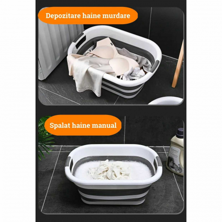 Cos de rufe pliabil, lighean cu manere, 26 L - Micostore.ro [1]