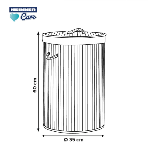 Cos de rufe rotund din bambus, 35x60 cm, 55 l [8]