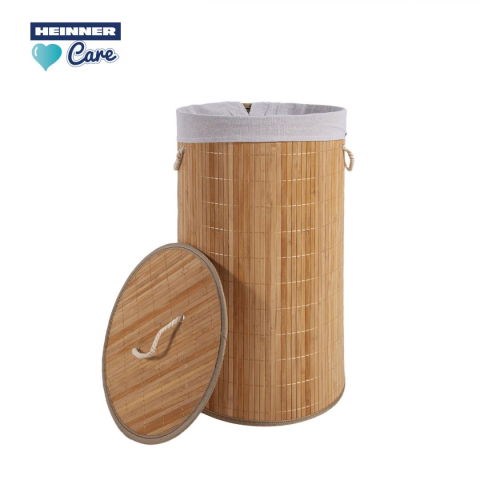 Cosuri pentru rufe si Ligheane - Cos de rufe rotund din bambus, 35x60 cm, 55 l
