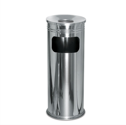 Articole pentru birou - Cos gunoi inox cu scrumiera d28cm