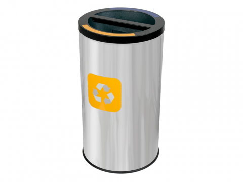 Cutii depozitare și organizatoare - Coș inox colectare selectivă 2 compartimente cu găleată interioară, 2 x 30 L