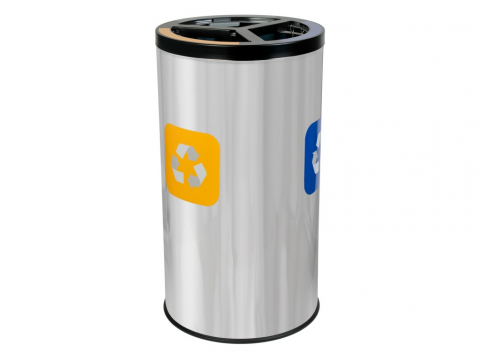 Coș inox colectare selectivă 3 compartimente 3 x 25 L [1]