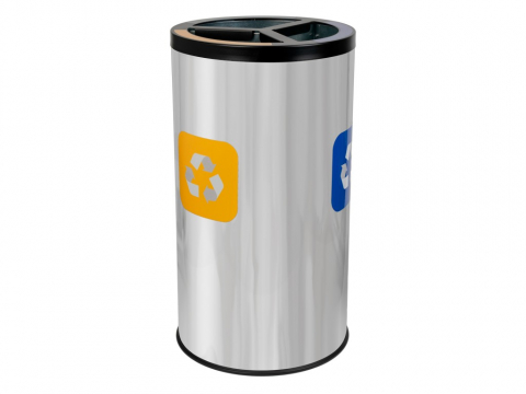 Coș inox colectare selectivă 3 compartimente cu găleată interioară, 3 x 20 L [1]
