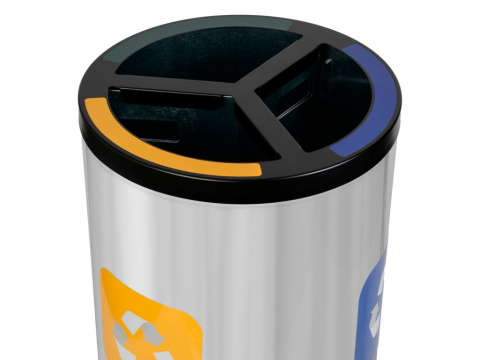 Coș inox colectare selectivă 3 compartimente cu găleată interioară, 3 x 20 L [4]