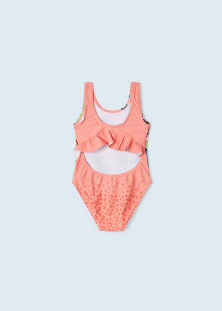 Costum de baie cu bretele, pentru fete, imprimeu Fashion, Peach [3]