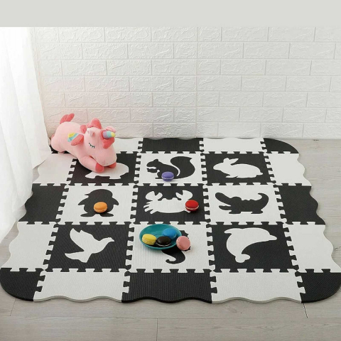 Covor de joaca bebelusi puzzle din spuma EVA, contrastant, modular, 25 piese [4]