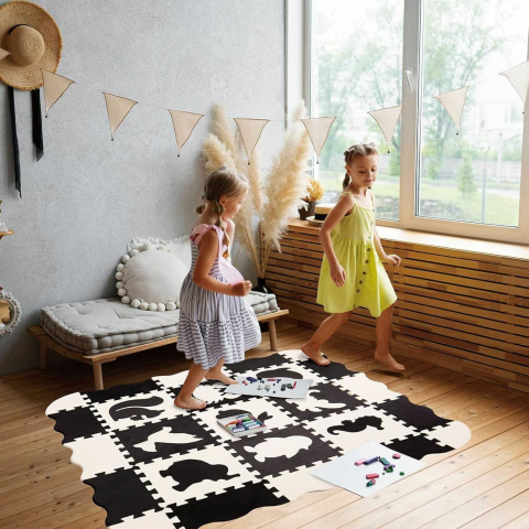 Covor de joaca bebelusi puzzle din spuma EVA, contrastant, modular, 25 piese [1]
