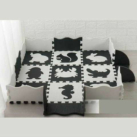 Covor de joaca bebelusi puzzle din spuma EVA, contrastant, modular, 25 piese [8]