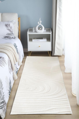 Textile & Covoare - Covor, model in relief,wave,80x150 crem