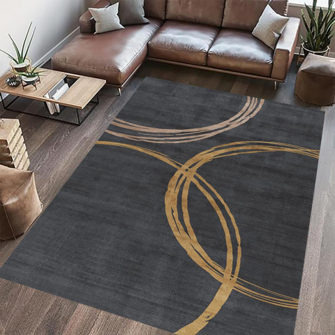 Covor printat, circle  200x300 cm, lavabil cu spate antialunecare, inaltime fir 3mm [2]