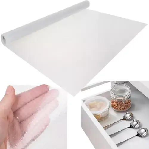 Casă, gradină și bricolaj - Covoras antiderapant 300x50 cm, folie protectie sertar, impermeabil, alb transparent
