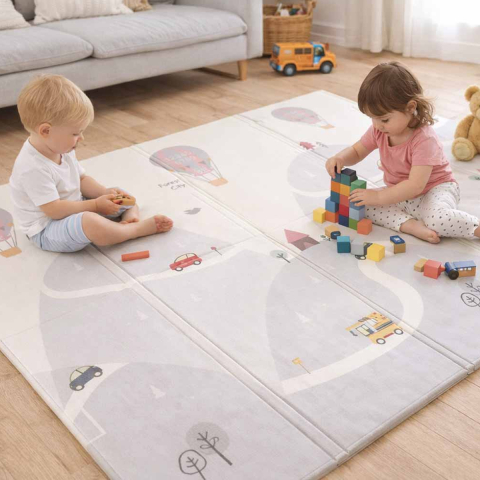 Covoras Pliabil Educativ XPE pentru Copii cu Model Baloon Street 150x200 cm [4]