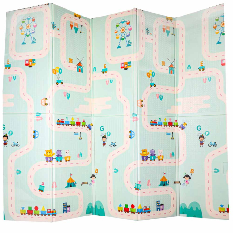 Covoras Pliabil Educativ XPE pentru Copii, Panda Street, 180x200 cm [1]