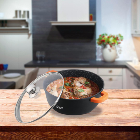 Cratita aluminiu turnat+capac,16x7.5 cm, 1.2 l, dark line,cooking  by heinner [2]