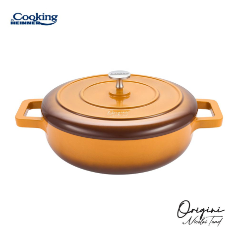 Vase pentru gatit - Cratita aluminiu turnat + capac 26x8 cm, 3.4l, nicolai tand, origini, cooking by heinner