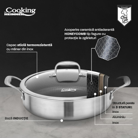 Cratita cu capac, 30x7.8 cm, 4.8 l, titanium3, cooking by heinner [8]