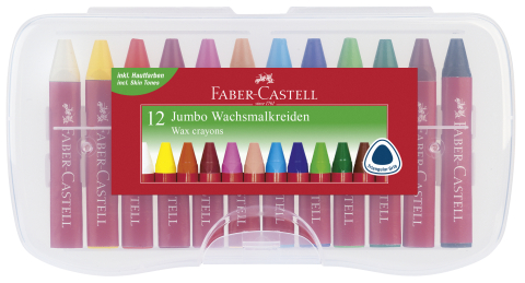 Rechizite Școlare - Creioane cerate 12 culori jumbo cutie plastic faber-castell