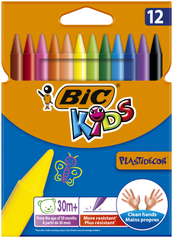 Rechizite Școlare - Creioane cerate 12 culori plastidecor bic