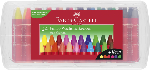 Rechizite Școlare - Creioane cerate 24 culori jumbo cutie plastic faber-castell