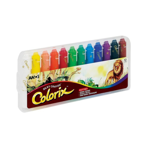 Rechizite Școlare - Creioane cerate Amos CRX5PC12, 12 culori, cutie PVC