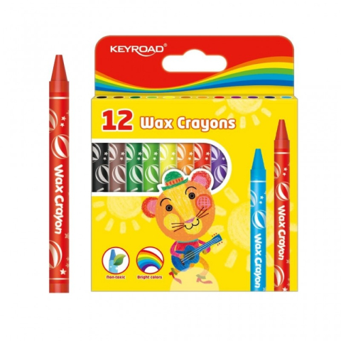 Birotică și Papetărie - Creioane cerate Keyroad KR971303, 12 culori, blister carton