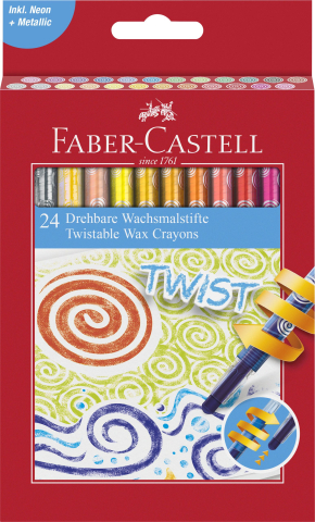 Rechizite Școlare - Creioane cerate retractabile 24 culori faber-castell