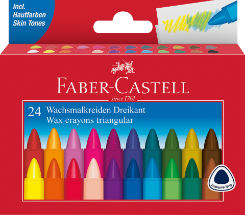 Rechizite Școlare - Creioane cerate triunghiulare 24 culori faber-castell