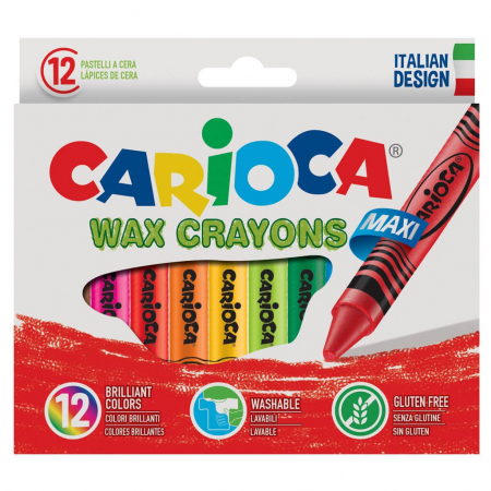 Creioane cerate Carioca set 12 creioane colorate WAX Crayons. [0]