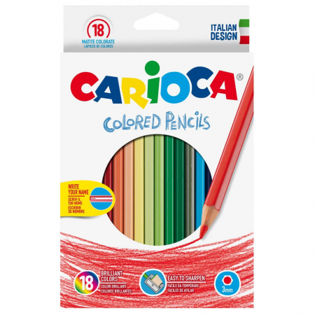 Creioane colorate pentru copii la set de 18 buc - Carioca. [0]
