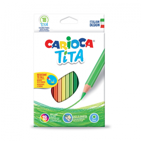 Creioane colorate si cerate - Creioane de colorat pentru copii set 18 culori Carioca Tita.