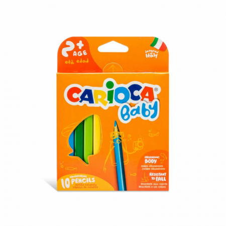 Creioane colorate pentru copii 2 ani, Carioca Baby,  set 10 culori