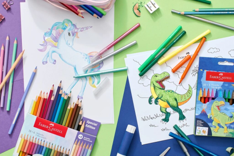Creioane colorate 10+3 culori dinozauri faber-castell [2]
