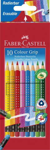 Rechizite Școlare - Creioane colorate 10 culori cu guma grip 2001 faber-castell