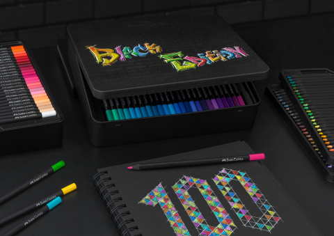 Creioane colorate 100 culori black edition cutie metal faber-castell [1]