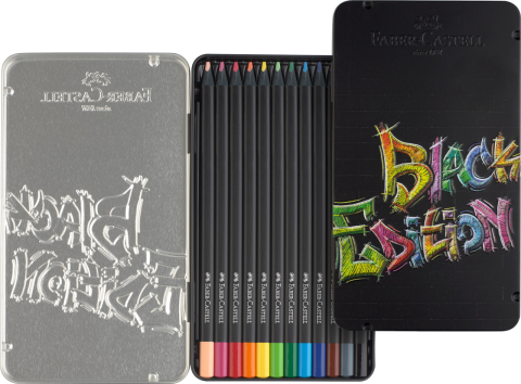 Creioane colorate 12 culori black edition cutie metal faber-castell [1]