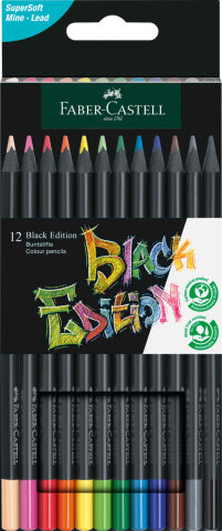 Rechizite Școlare - Creioane colorate 12 culori black edition faber-castell