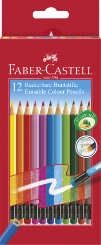 Rechizite Școlare - Creioane colorate 12 culori cu guma eco faber-castell