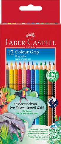 Rechizite Școlare - Creioane colorate 12 culori grip 2001 faber-castell