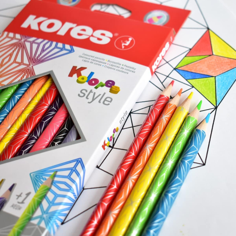 Creioane colorate 12 culori + incl. 2 metalice + 1 neon kores [2]