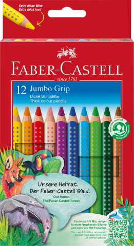 Rechizite Școlare - Creioane colorate 12 culori jumbo grip faber-castell