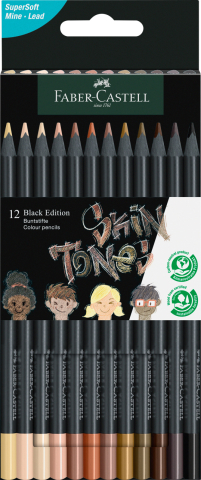 Rechizite Școlare - Creioane colorate 12 culori skin tones black edition faber-castell
