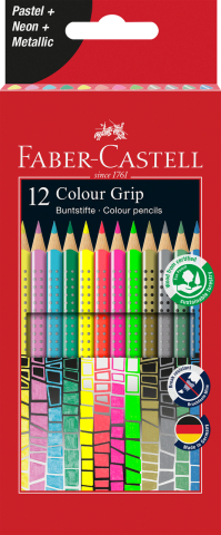 Rechizite Școlare - Creioane colorate 12 culori speciale grip faber-castell