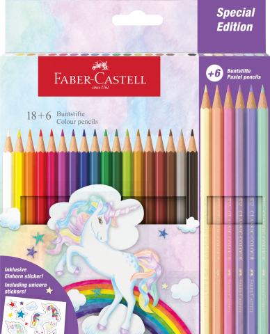 Rechizite Școlare - Creioane colorate 18+6 culori unicorni faber-castell